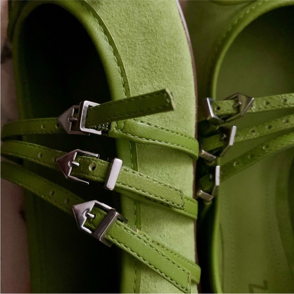 SCHUTZ Arissa ballet strap flats lime green 9B - Picture 4 of 5